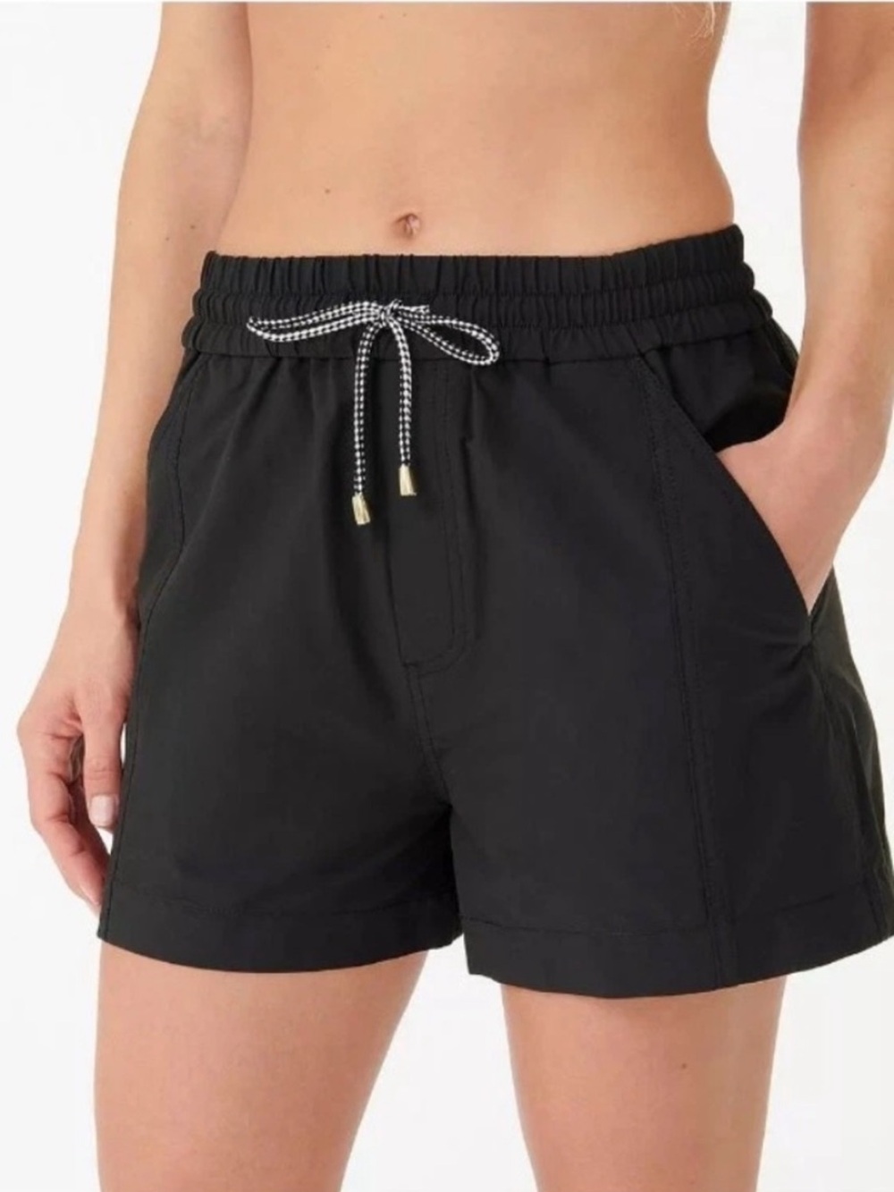 J.‎ Crew Paddle Shorts Women’s Black Drawstring Elastic Waist Medium Eco